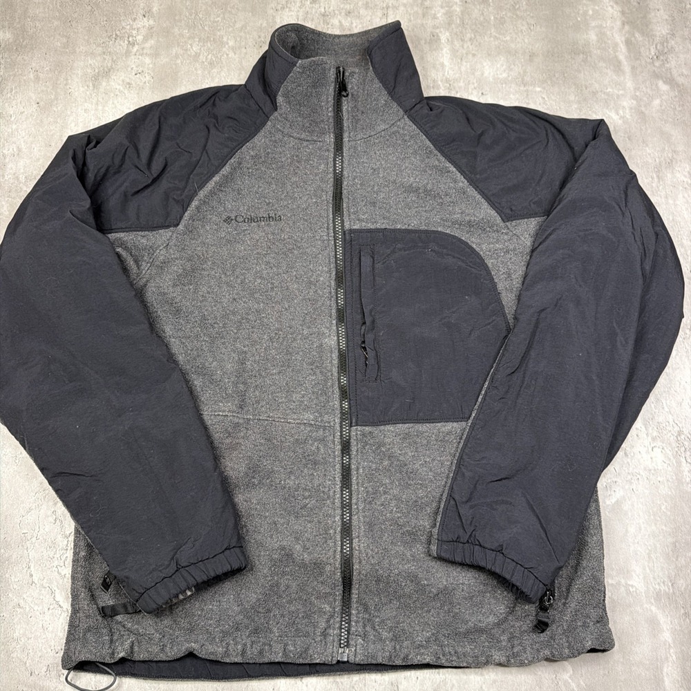Columbia Jacket Mens Medium Gray Fleece Full Zip Interchange Nylon Charcoal